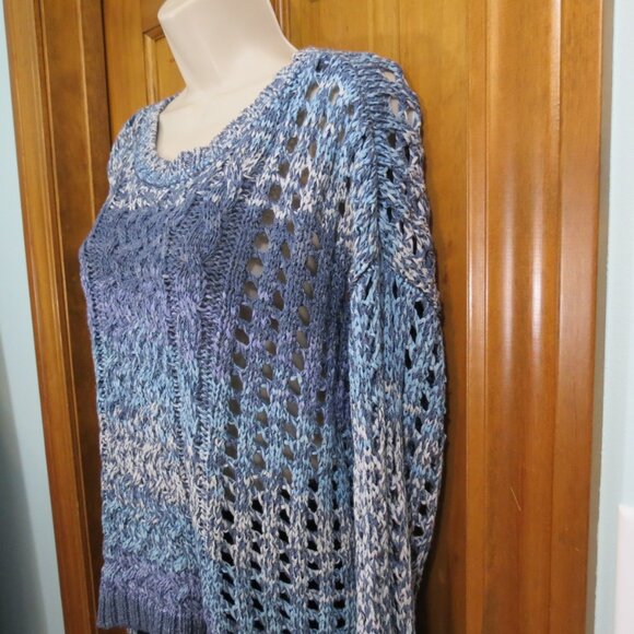 Curio New York Women's Pullover Sweater Blues Loose Weave Size Large - Picture 3 of 10